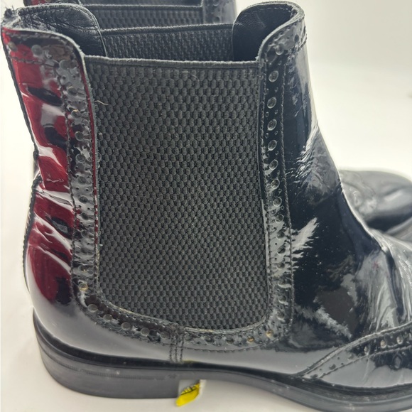 🇮🇹 AQUATALIA Italy Black Patent Leather Chelsea Ankle Boots - Picture 9 of 10